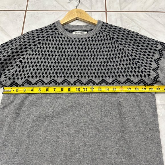Goodthreads 100% Lambswool Fair Aisle Mens Size Medium Gray Sweater Cozy Holiday - Picture 8 of 9